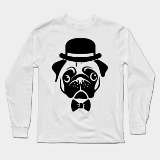 Pug in a Bowler Hat Long Sleeve T-Shirt